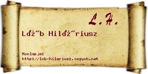 Löb Hiláriusz névjegykártya